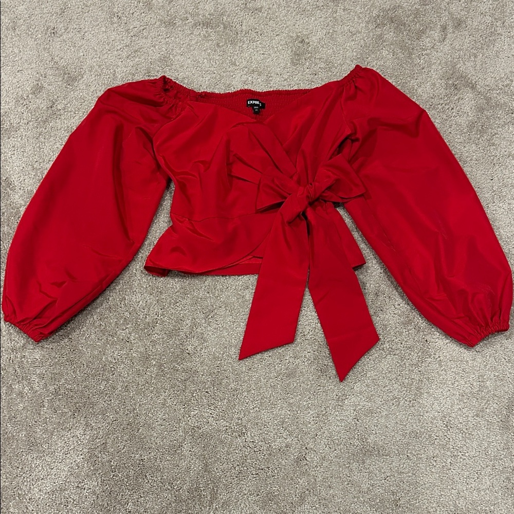 Express Elegant Red Off-Shoulder Top